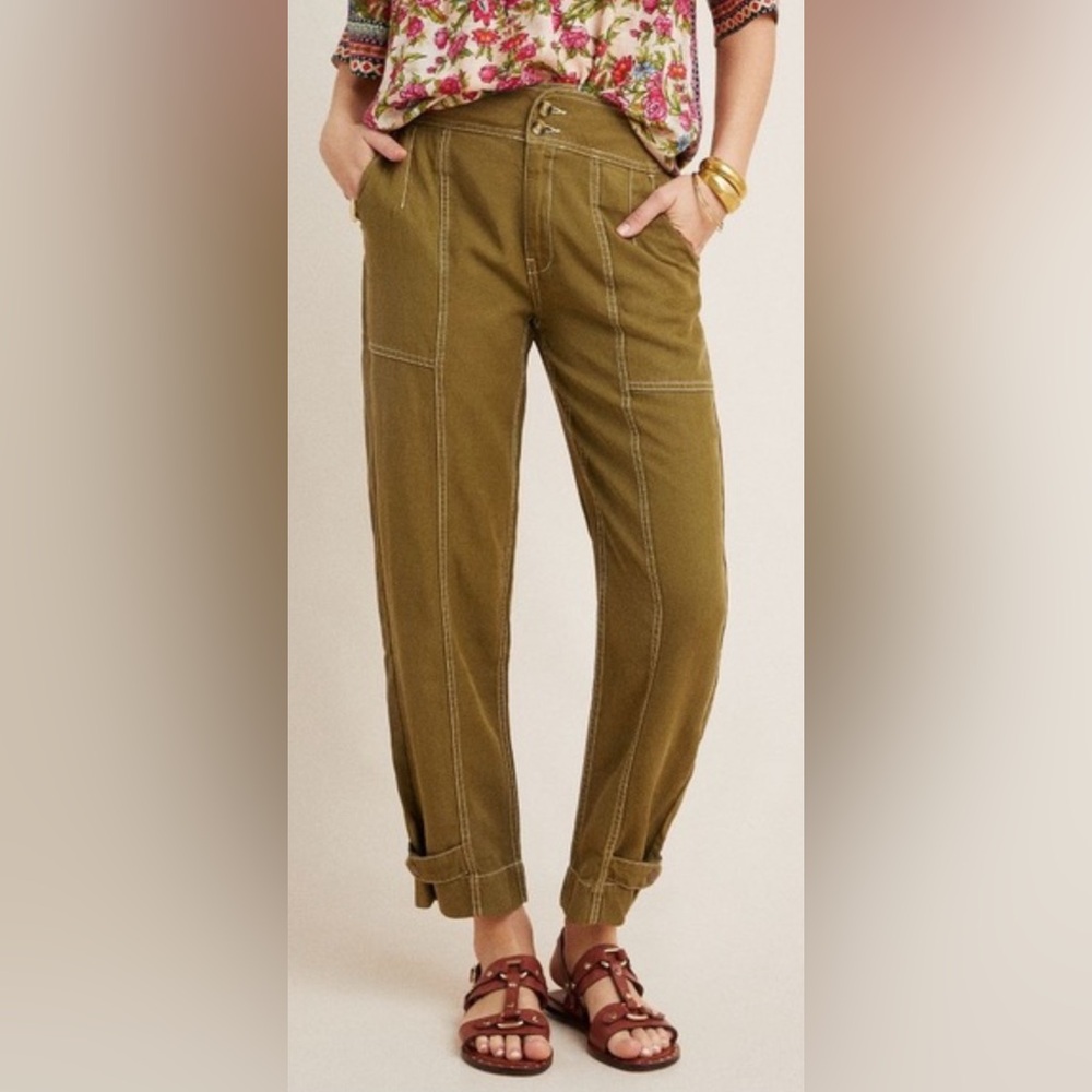 Anthropologie Olive Green Jackson Tapered Utility Pants NWT’s Size 6